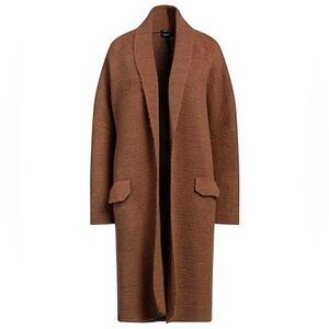 Brown Longline Wool Cardigan (XS)